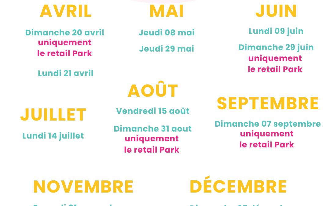 Liste ouvertures exceptionnelles 2025